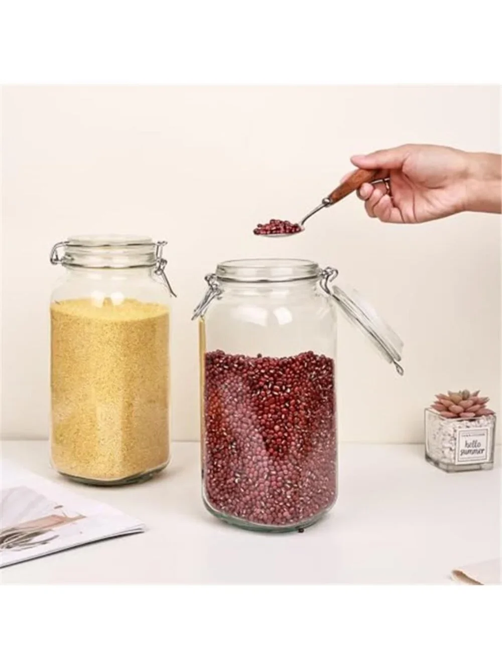 78oz Glass Food Storage Jars with Airtight Clamp Lids, 3 Pack Wide Mouth Large